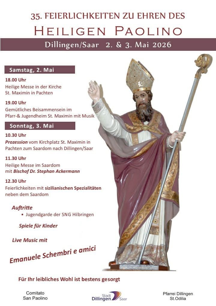 Heiligen Paolino Plakat Mai 2026