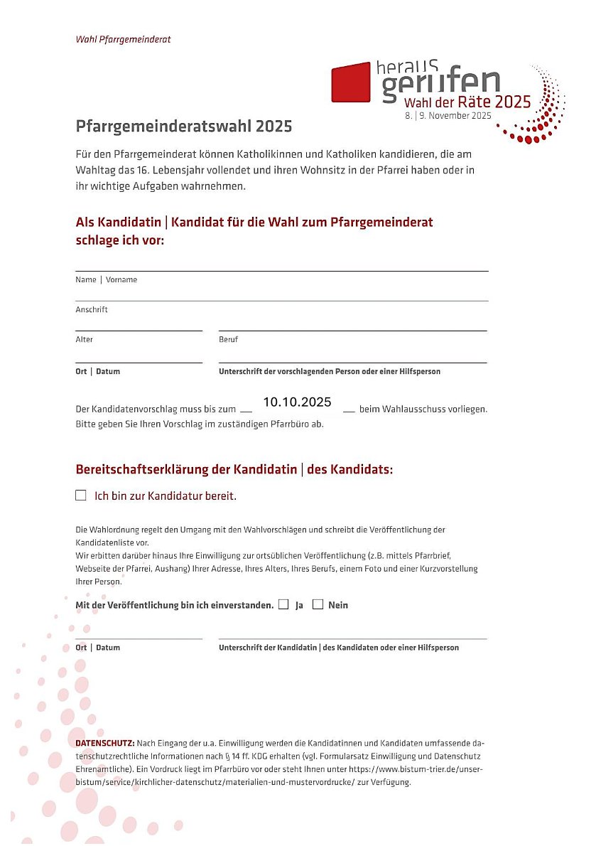 PGR-Wahl Kandidatenvorschlag