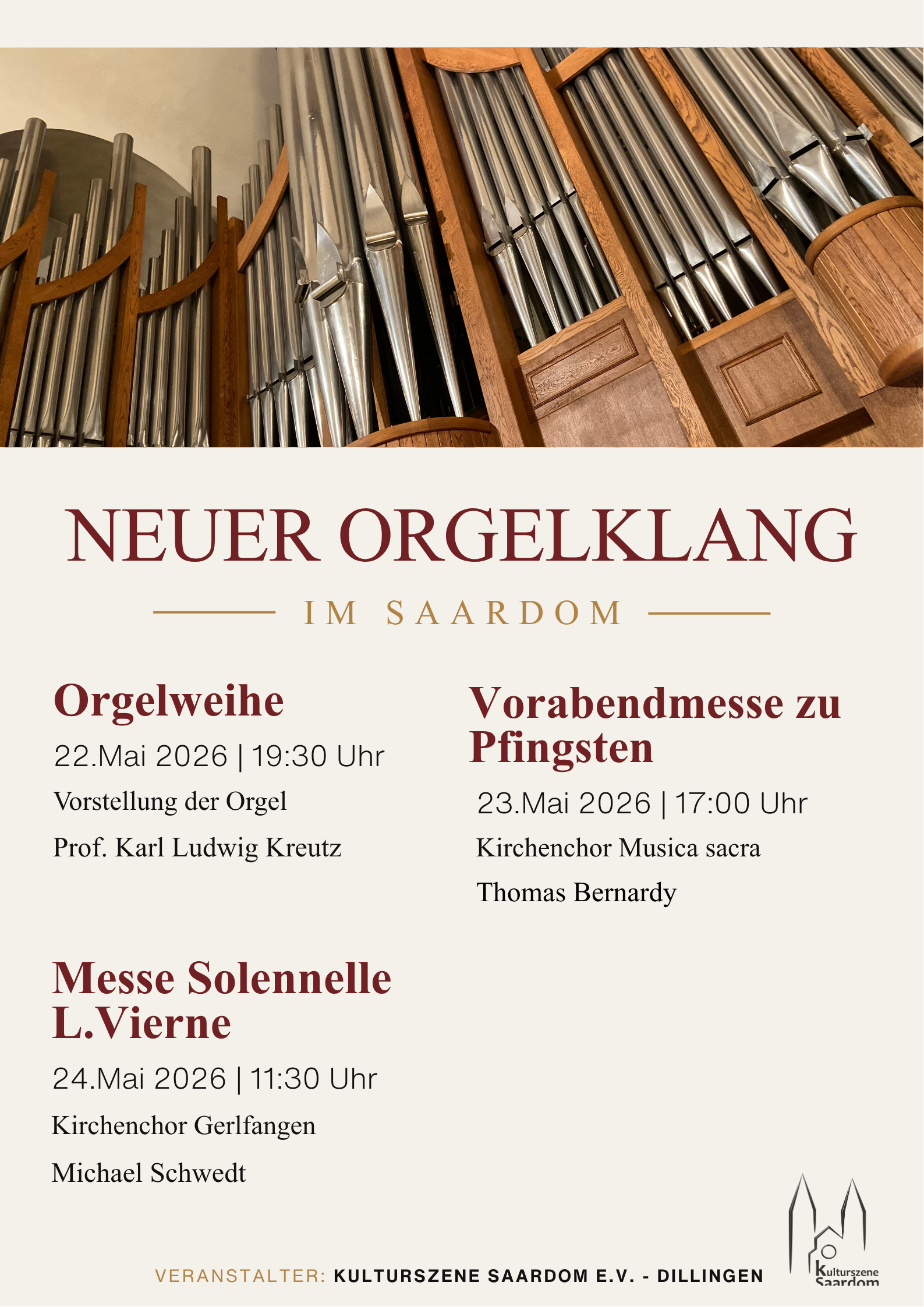 Plakat Orgelweihe WE Saardom 2026